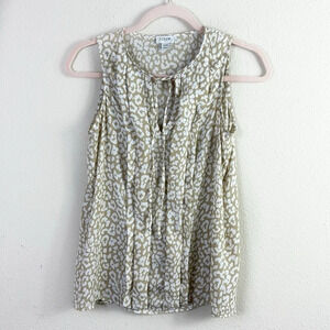 J. Crew Sleeveless Pleated Tie-Neck Leopard Cheetah  Animal Print Tank Top XXS